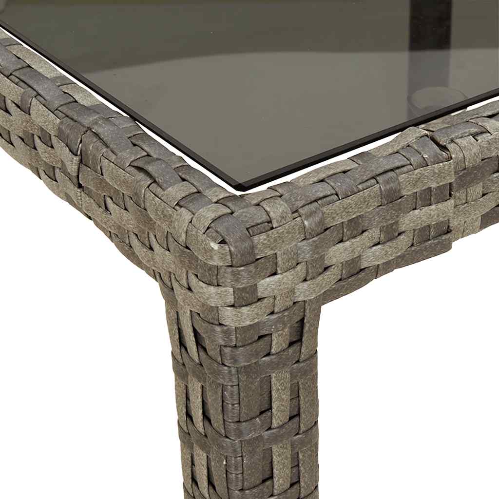 vidaXL Garden Table | Grey | Poly rattan, Powder-coated steel, Tempered glass 6