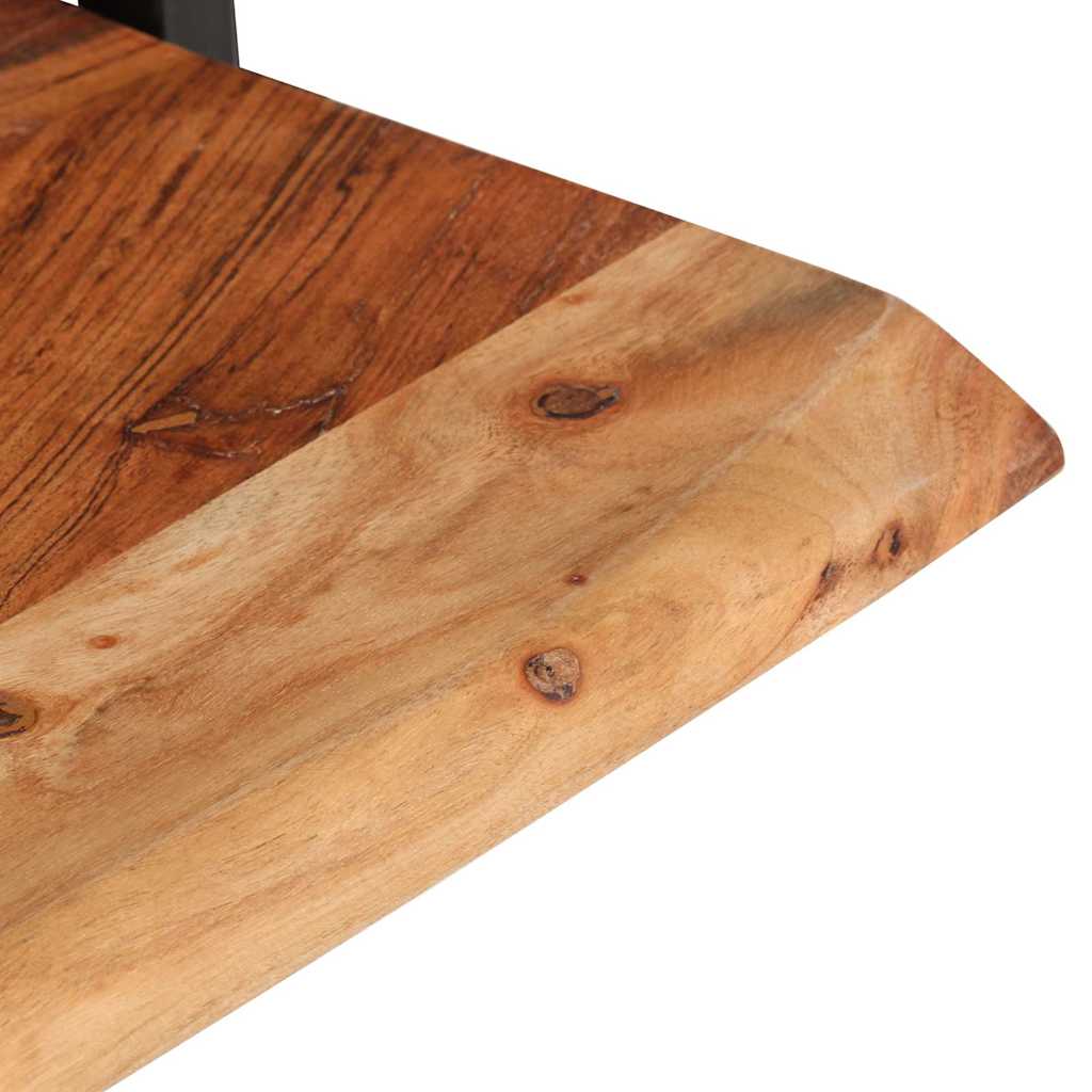 vidaXL Wall Shelf | Set of 2 | Natural wood, Black | Solid acacia wood, Steel 6