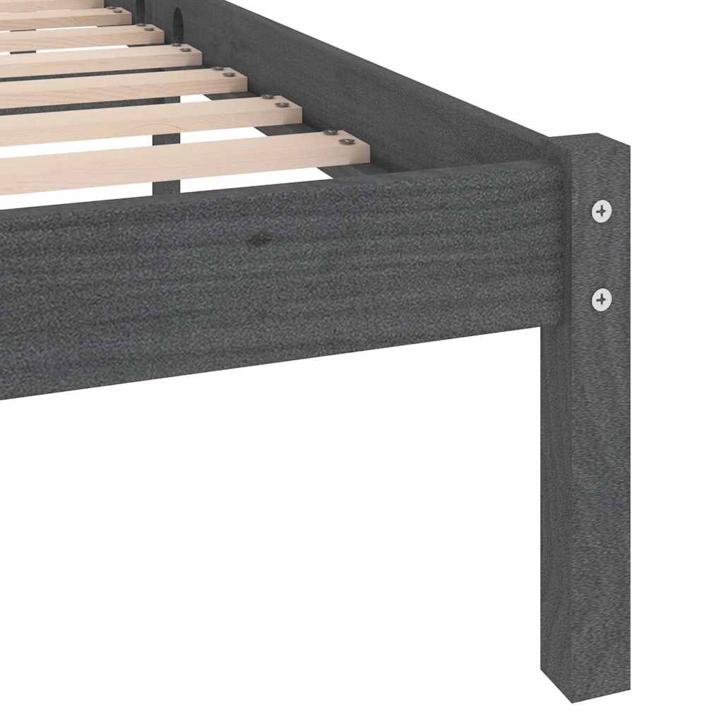 810039 vidaXL Bed Frame without Mattress Grey Solid Wood 200x200 cm 6