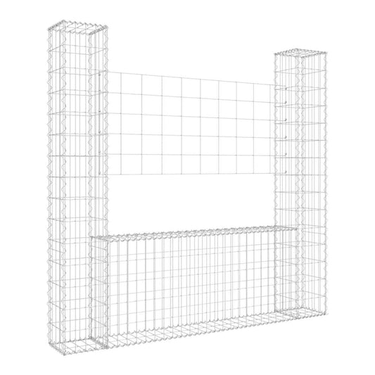 U-shape Gabion Basket with 2 Posts Iron Height 150 cm 140 cm