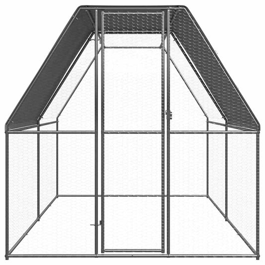 Chicken Cage Galvanised Steel with Partially-covered Roof 2 m 4 m