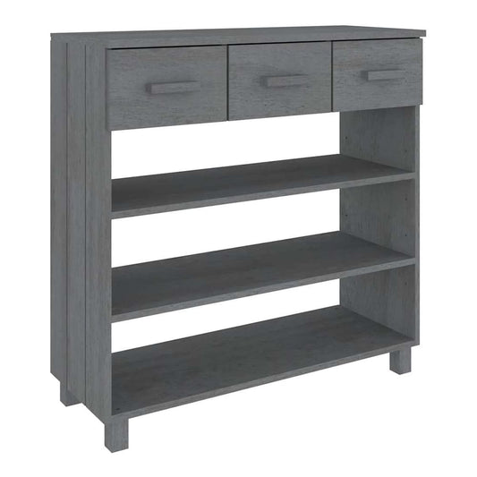 Console Table "HAMAR" 90x35x90 cm Solid Wood Pine Dark grey