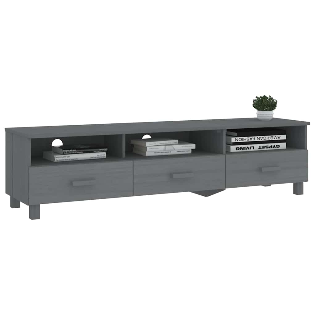 vidaXL TV Cabinet | Dark Grey | Solid Pinewood, MDF | Standard | TV Cabinet 6