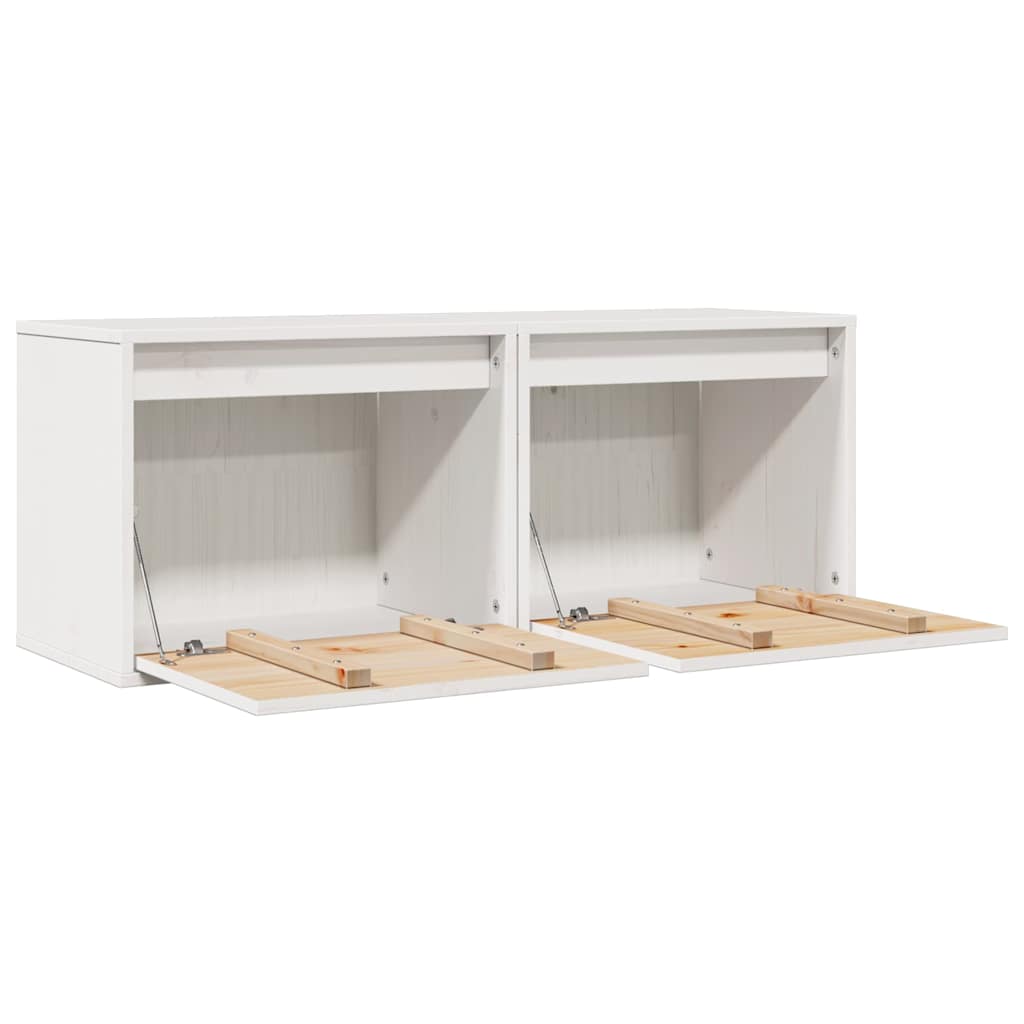 vidaXL Wall Cabinet | Set of 2 | White | Solid Pine Wood | 45x30x35 cm 6