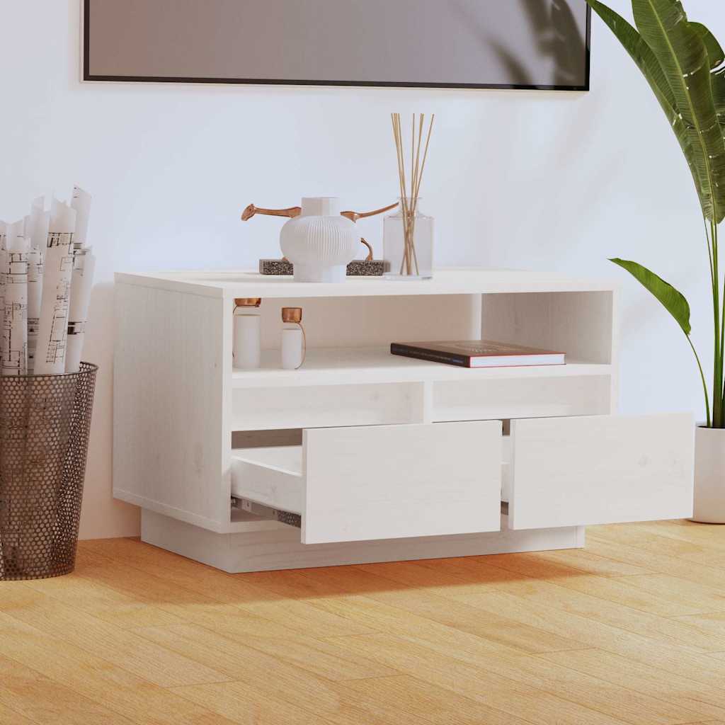 TV Cabinet 60x35x37 cm Solid Wood Pine White