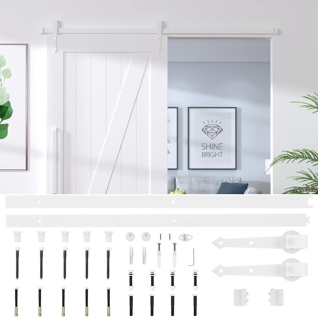vidaXL Sliding Door Hardware Kit 200 cm Steel White 6