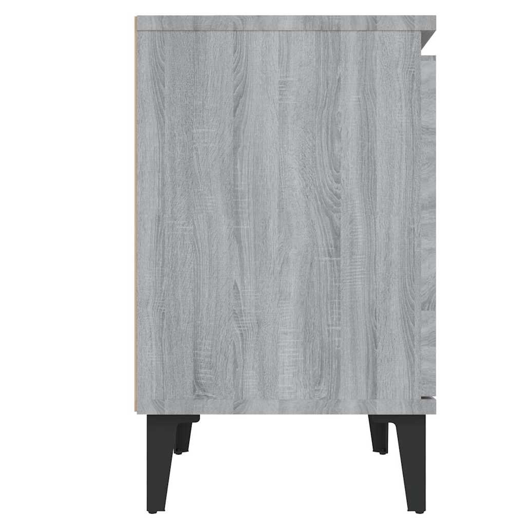 vidaXL Bed Cabinets with Metal Legs Grey Sonoma 40x30x50 cm 6