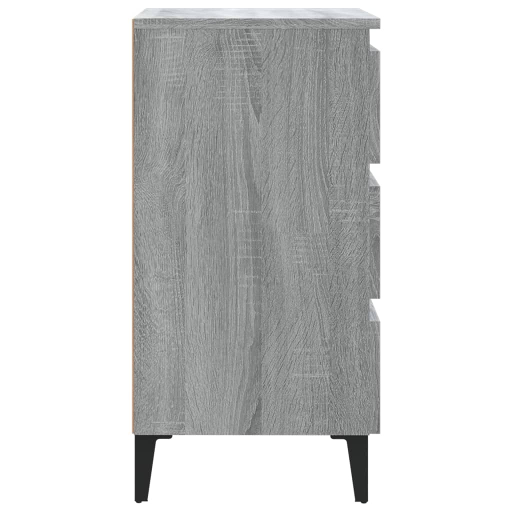 813142 vidaXL Bed Cabinet with Metal Legs Grey Sonoma 40x35x69 cm 6