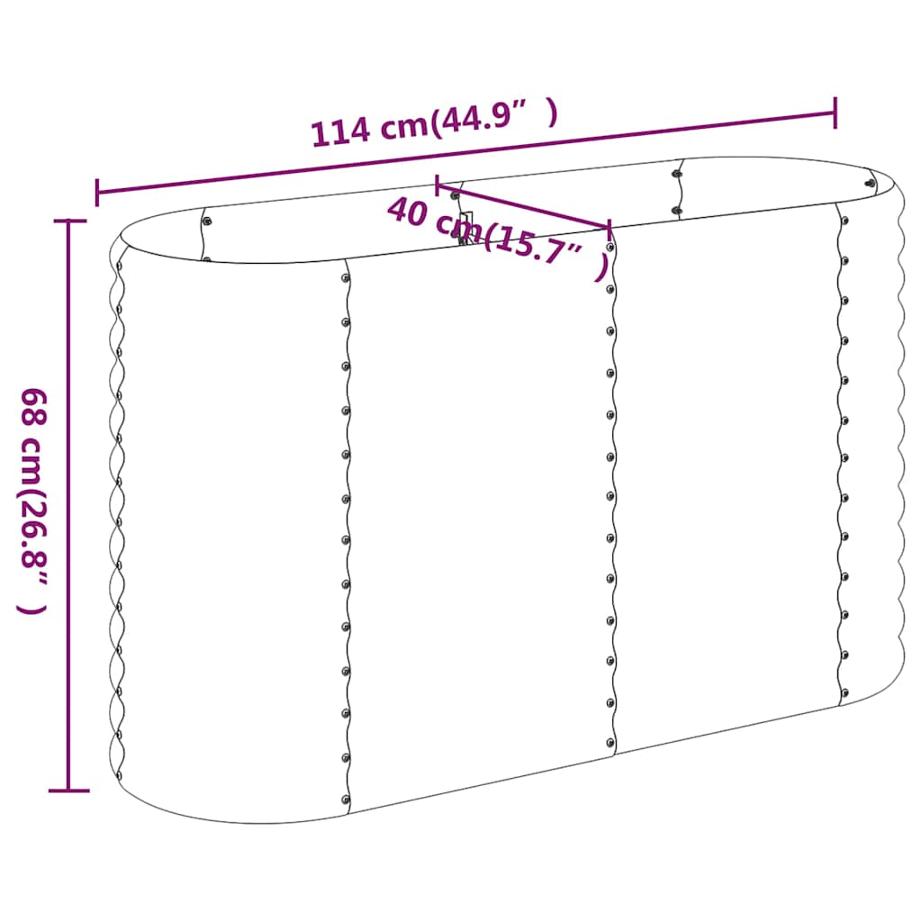 vidaXL Garden Raised Bed | Silver | Powder-coated steel | Large | Durable 6