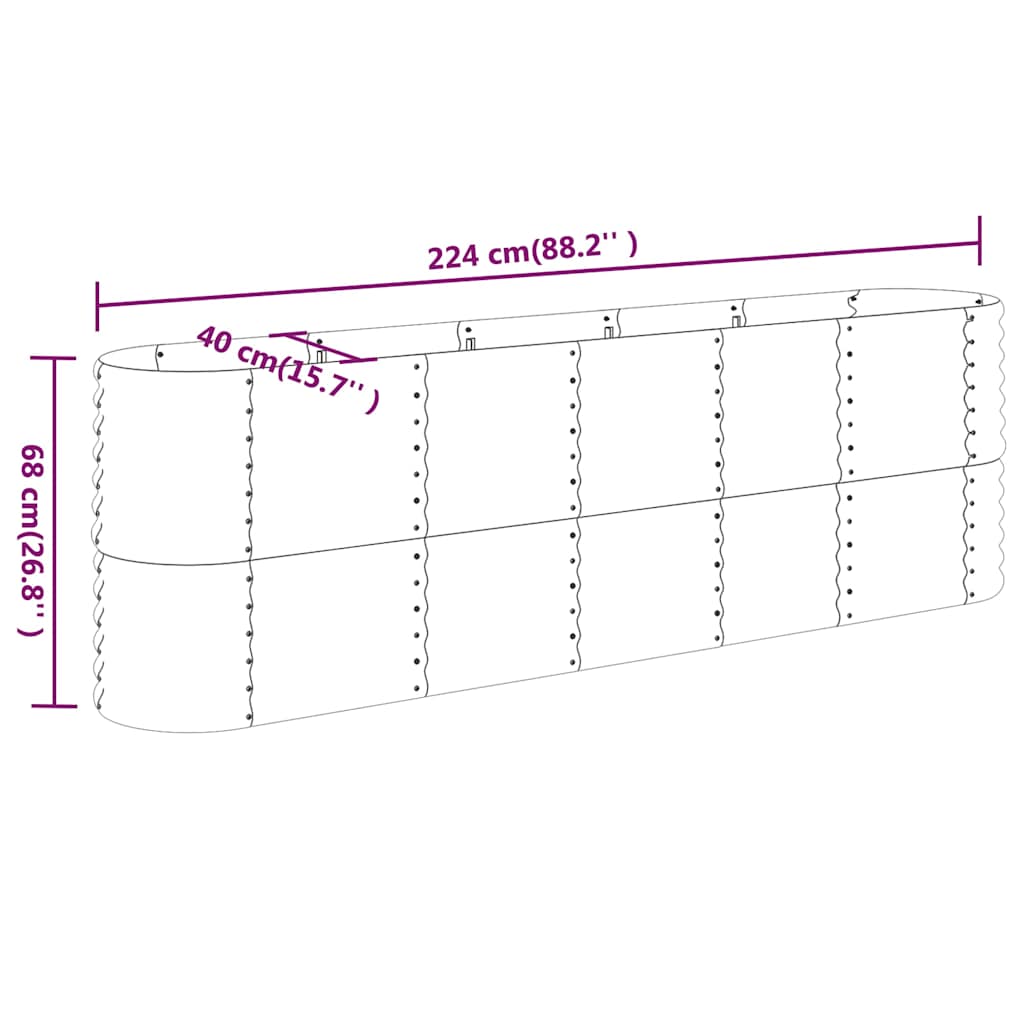 vidaXL Garden Raised Bed | Silver | Powder-coated steel | Large | Durable 6