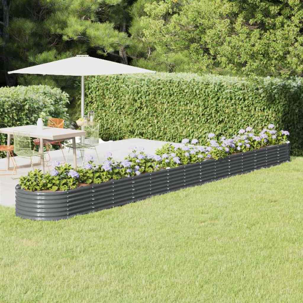 vidaXL Garden Raised Bed Galvanised Steel Height 36 cm Anthracite