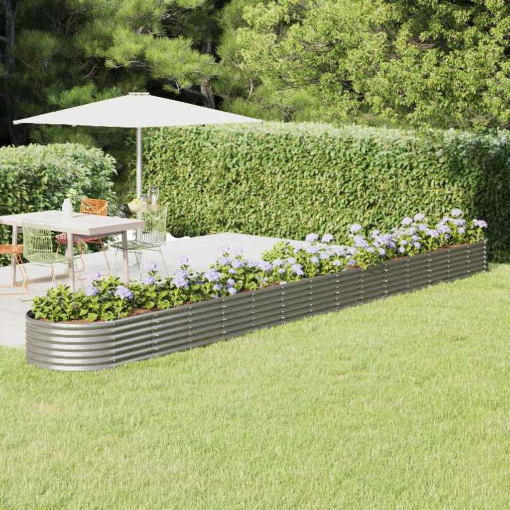 vidaXL Garden Raised Bed Galvanised Steel Height 36 cm Silver