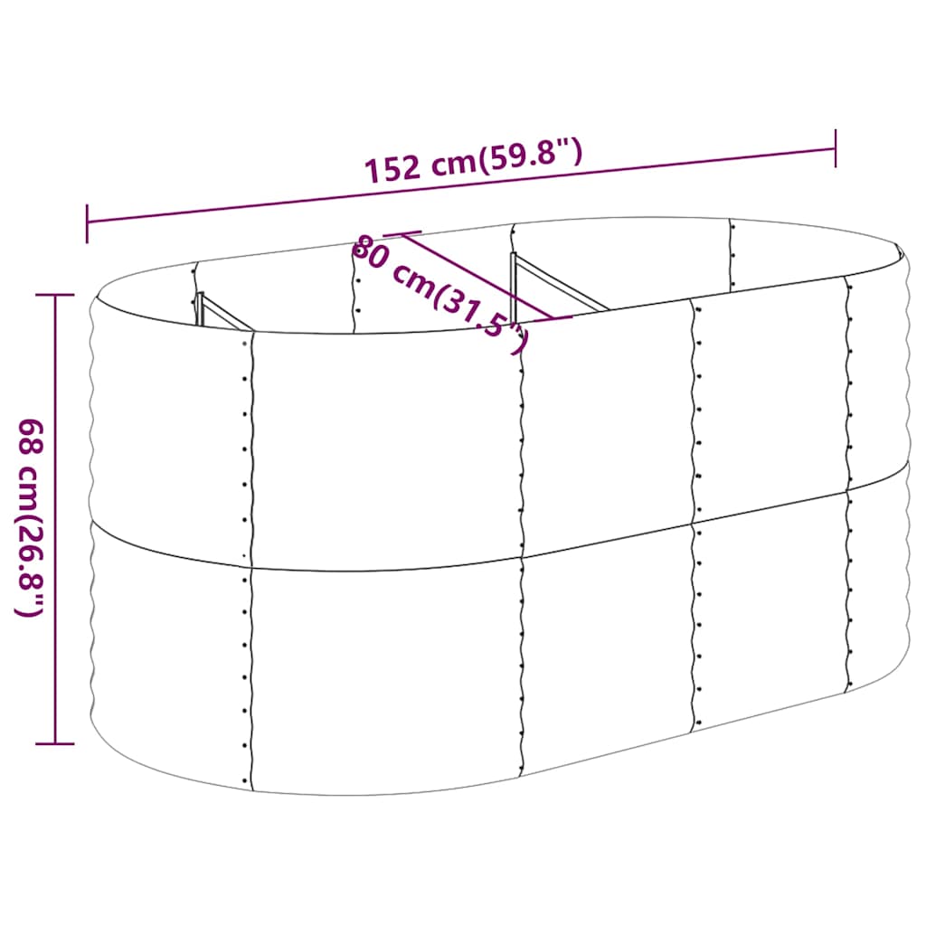 vidaXL Garden Raised Bed Galvanised Steel 152x80x68 cm Grey 6