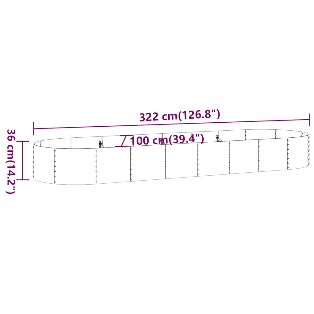 vidaXL Garden Raised Bed | Brown | Powder-coated steel | Extra Long | Durable 6