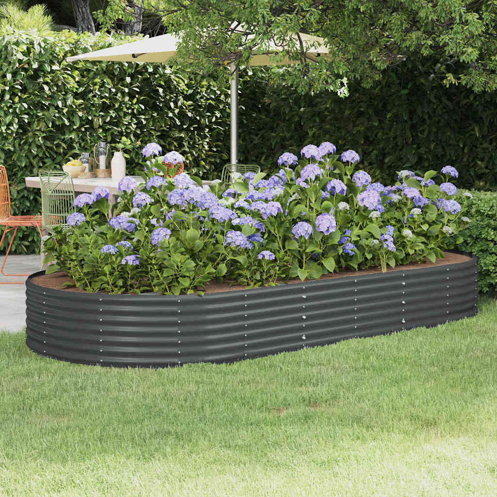 vidaXL Garden Raised Bed Galvanised Steel Depth 140 cm Anthracite