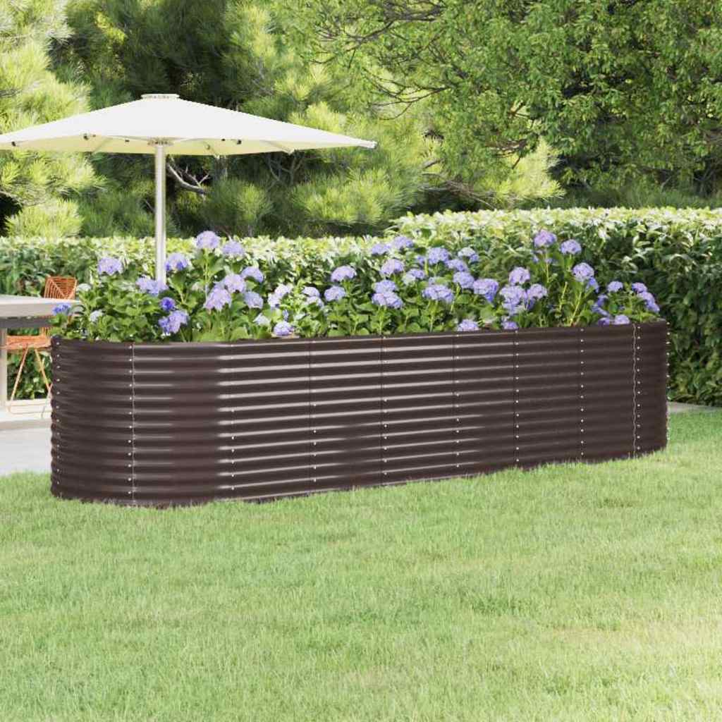 vidaXL Garden Raised Bed Galvanised Steel Depth 100 cm Brown