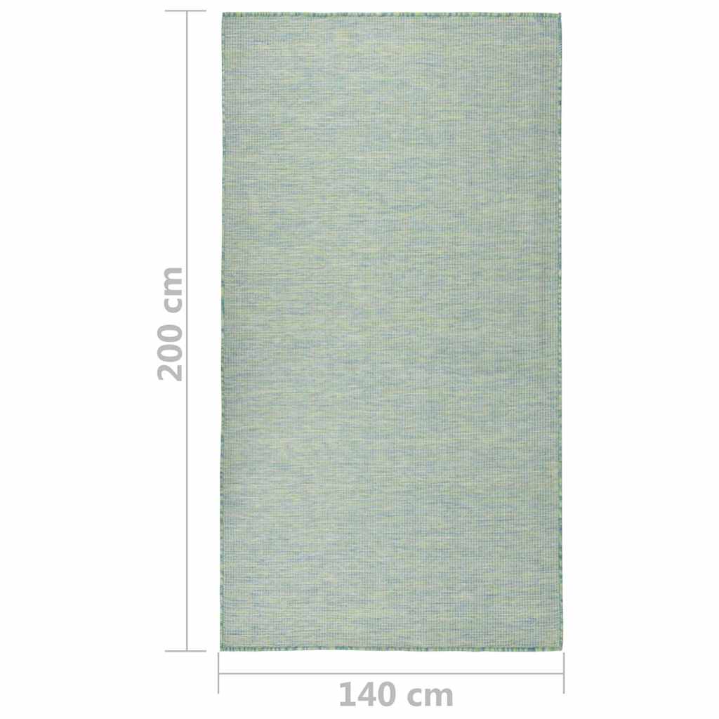 vidaXL Outdoor Flatweave Rug 140x200 cm Turquoise 6
