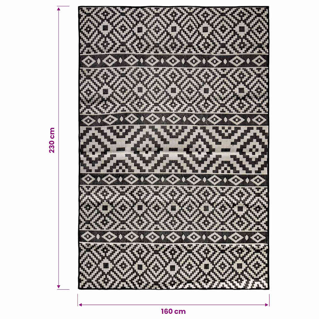 vidaXL Outdoor Flatweave Rug 160x230 cm Black Stripes 6