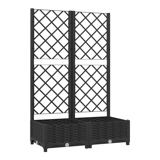 Garden Planter with Trellis PP without wheels Height 121.5 cm Black 80 cm