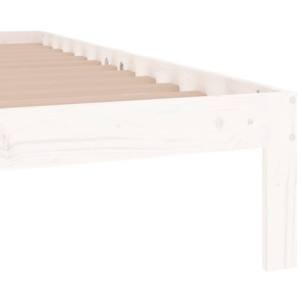 vidaXL Bed Frame | White | Solid pine wood and plywood | Small single | Durable 6