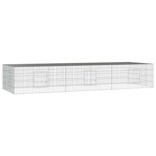 vidaXL 3-Panel Rabbit Cage 325x109x54 cm Galvanised Iron 2