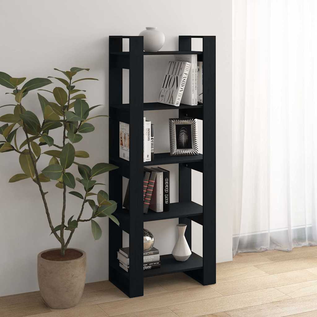 vidaXL Book Cabinet/Room Divider Black 60x35x160 cm Solid Wood 6