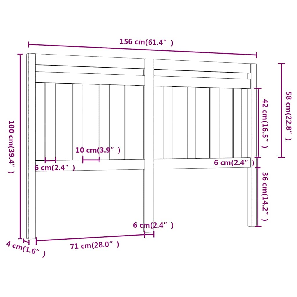814100 vidaXL Bed Headboard White 156x4x100 cm Solid Wood Pine 5