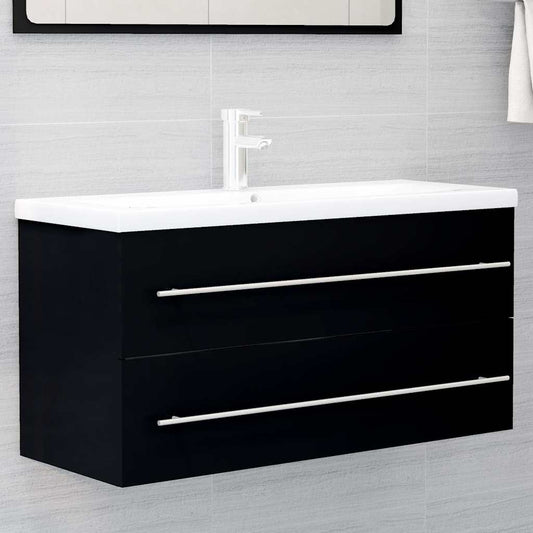 Sink Cabinet Engineered Wood Black