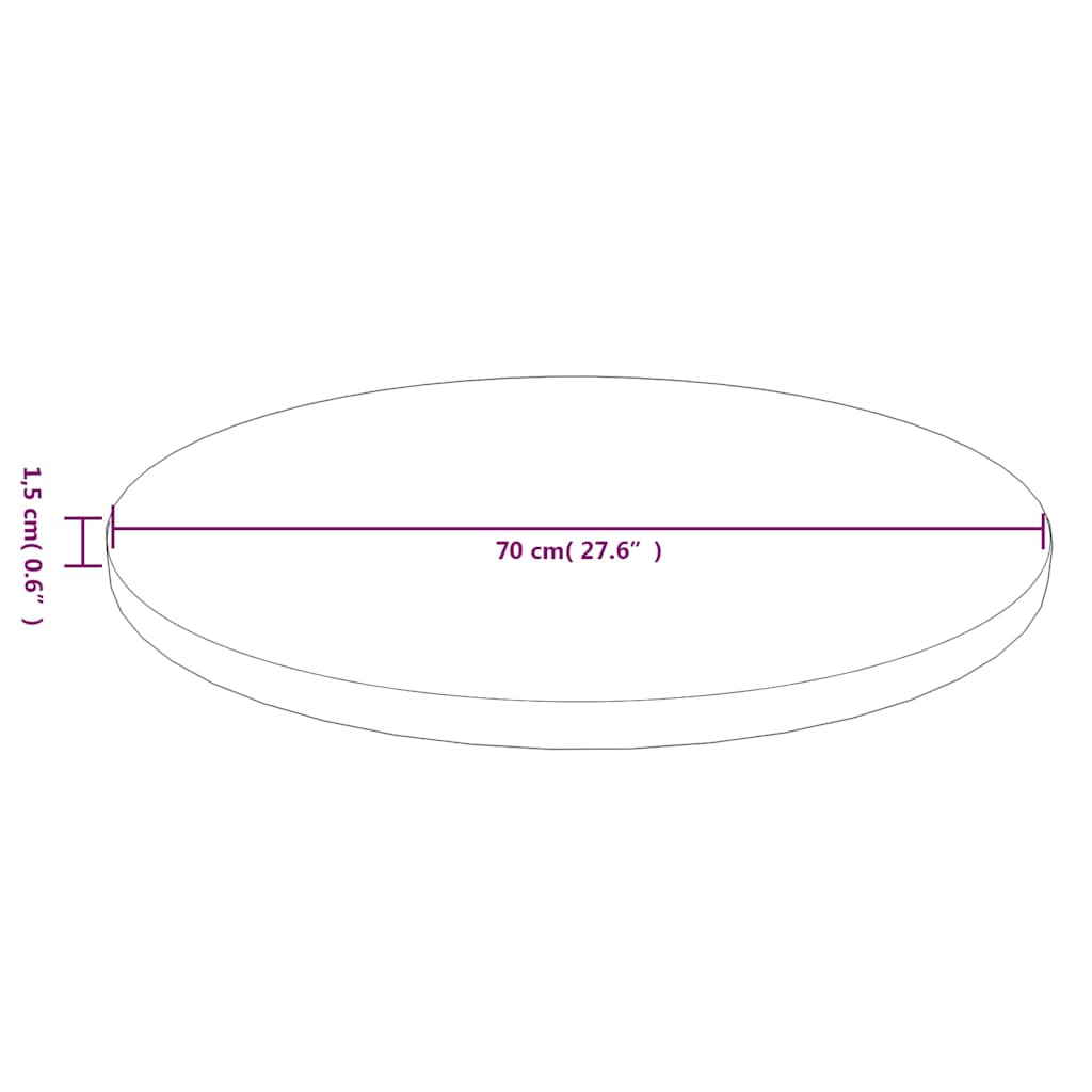 vidaXL Round Table Top Dark Brown Ø70x1.5 cm Treated Solid Wood Oak 4