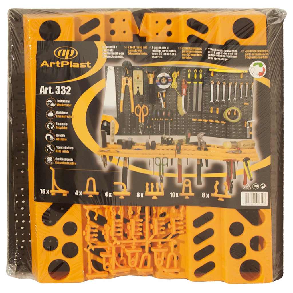 vidaXL Tool Wall 500x1000 mm 50 Hooks PP 6