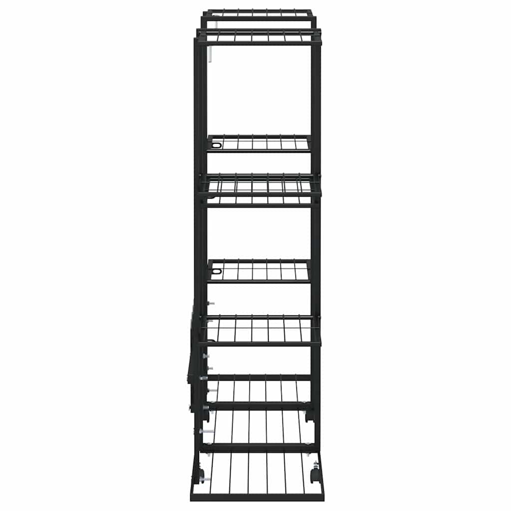vidaXL Flower Stand | Black | Powder-coated iron | 94.5x24.5x91.5 cm | Rollable 6