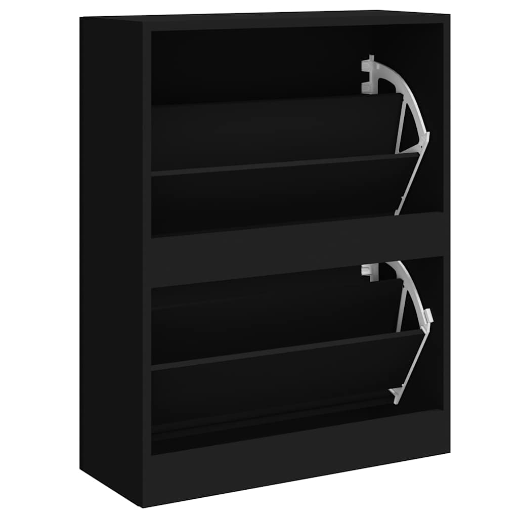 vidaXL Shoe Cabinet Black 63x24x81 cm Engineered Wood 6