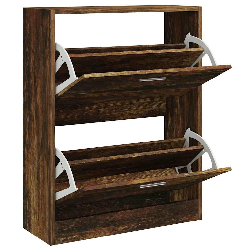 Shoe Cabinet 63x24x81 cm Engineered Wood Width 63 cm Height 81 cm Smoked oak
