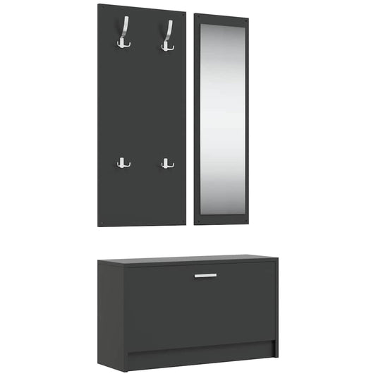 3-in-1 Shoe Cabinet Set Engineered Wood Black