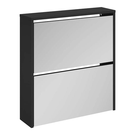 Shoe Cabinet with Mirror 2-Layer 63x17x67 cm Black