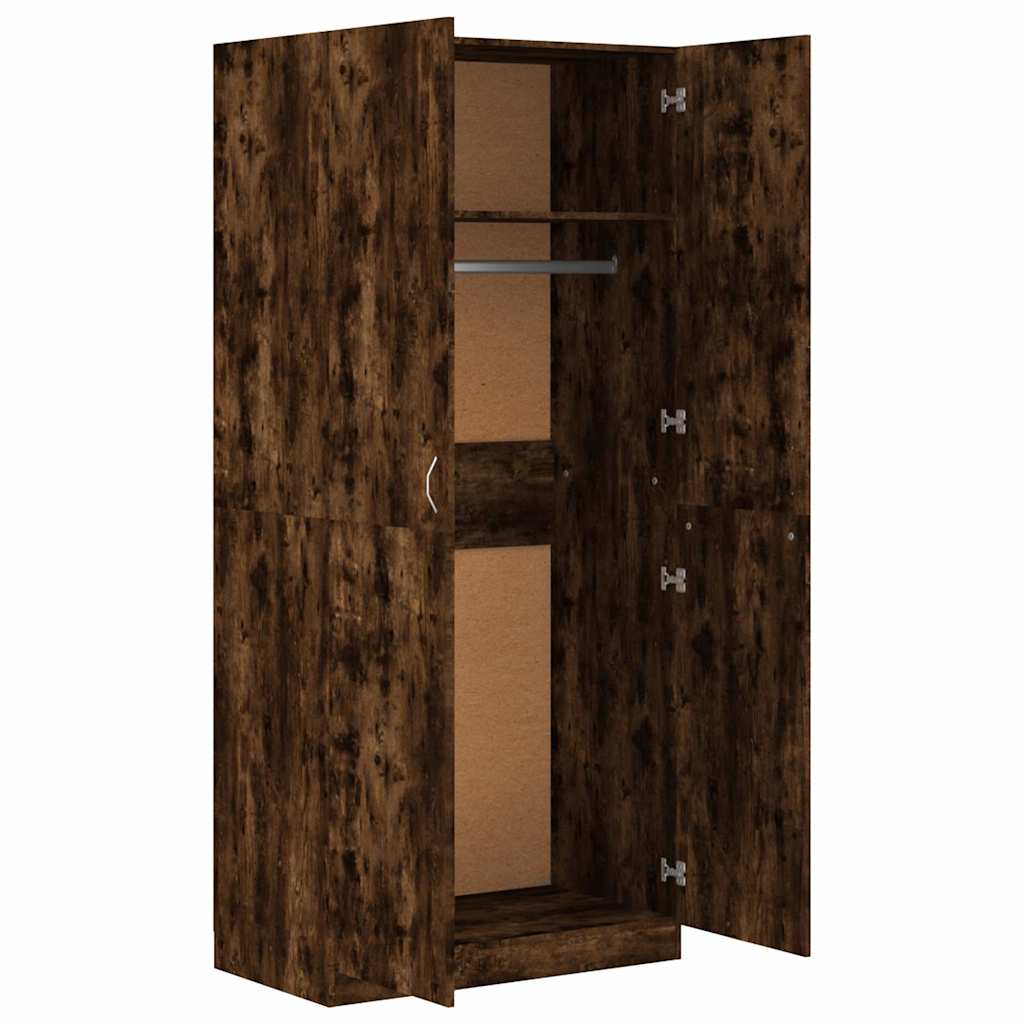 vidaXL Wardrobe Smoked Oak 90x50x200 cm Engineered Wood 6