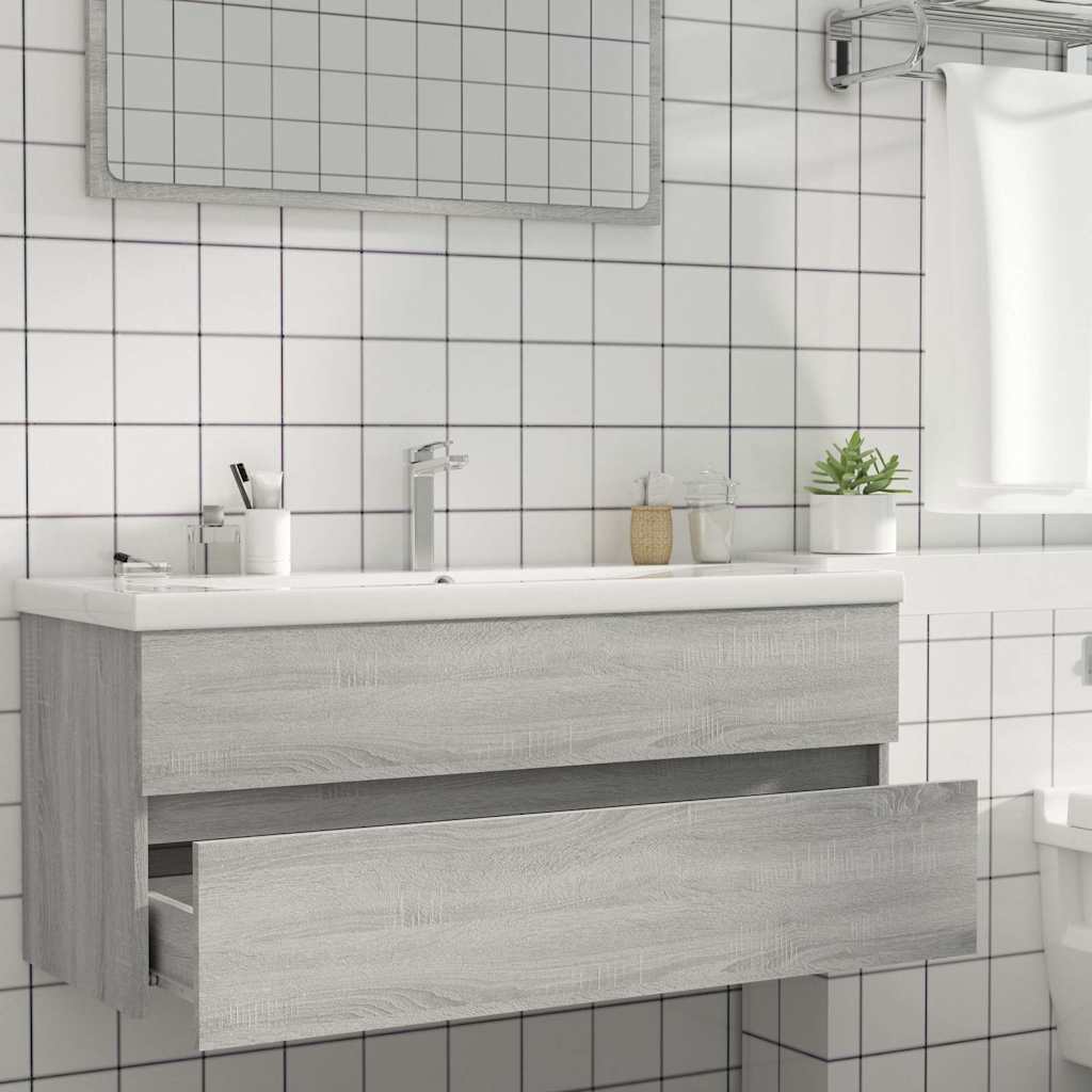 vidaXL Sink Cabinet Grey Sonoma 100x38.5x45 cm Engineered Wood 6