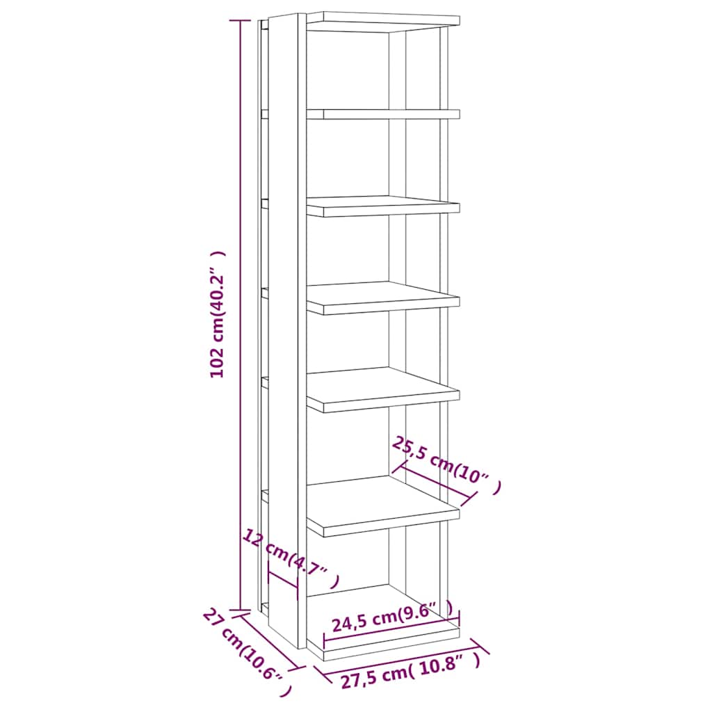 vidaXL Shoe Rack Smoked Oak 27.5x27x102 cm Engineered Wood 6