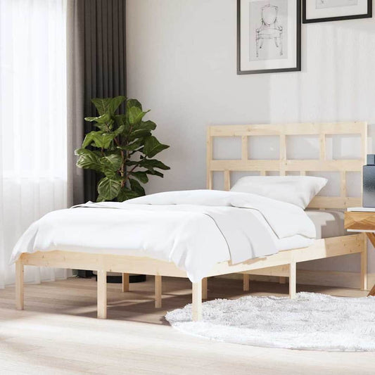 Bed Frame without Mattress Solid Wood Length 200 cm Natural 140 cm
