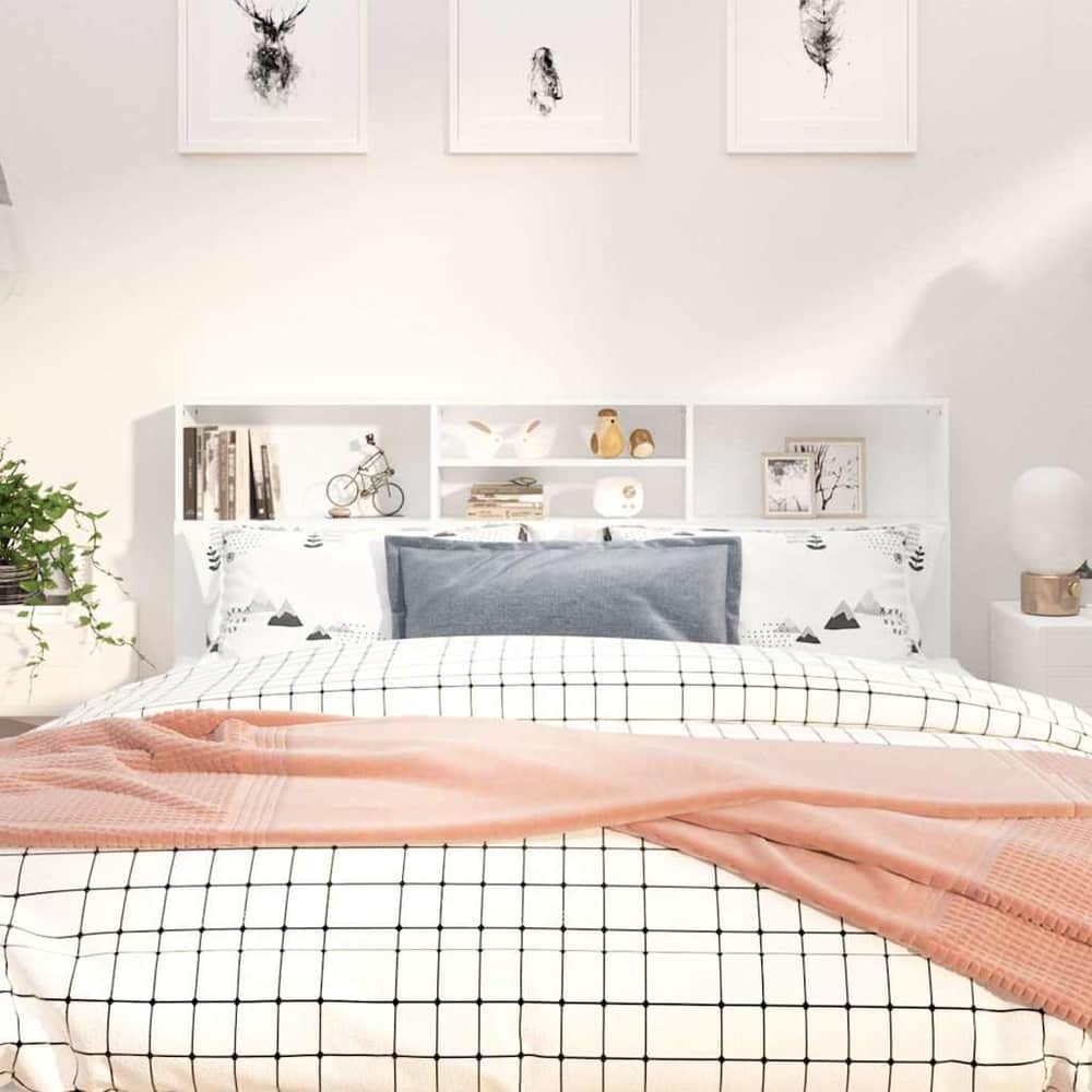 Headboard Cabinet 180x19x103.5 cm White