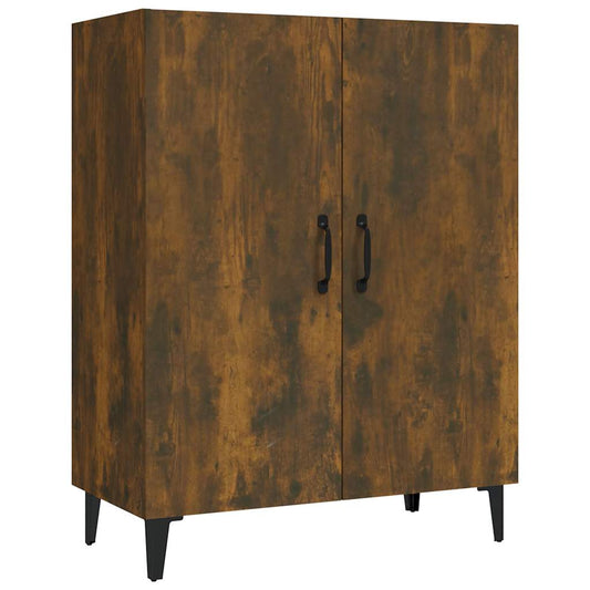 Smoked oak sideboard with two doors and black legs
