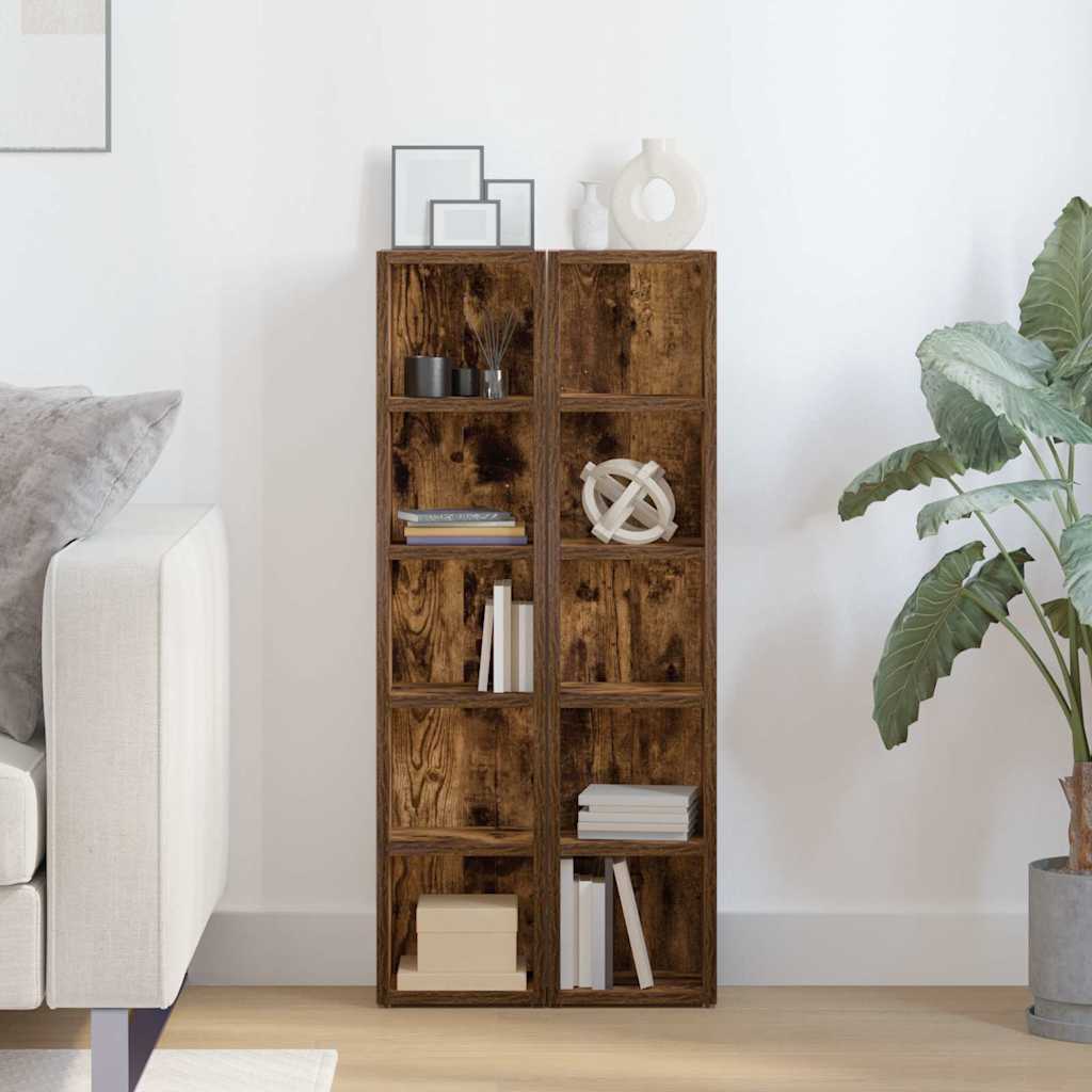 CD Cabinets 2 pcs 21x16x93,5 cm Engineered Wood Smoked oak