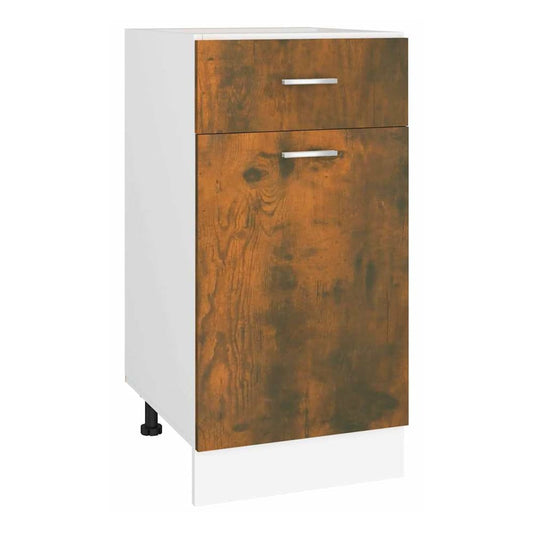 Kitchen Base Cabinet "Lyon" Engineered Wood Smoked oak 1x bottom cabinet (1 door 1 drawer) 30–1x hanging cabinet (1 door) 40 cm wide 60 cm high 1x bottom cabinet (1 door 1 drawer) 40 cm