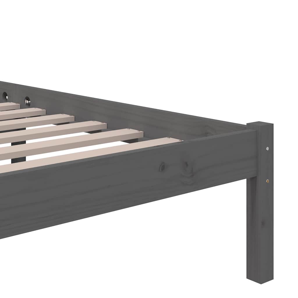 vidaXL Bed Frame without Mattress Grey Solid Wood 100x200 cm 6