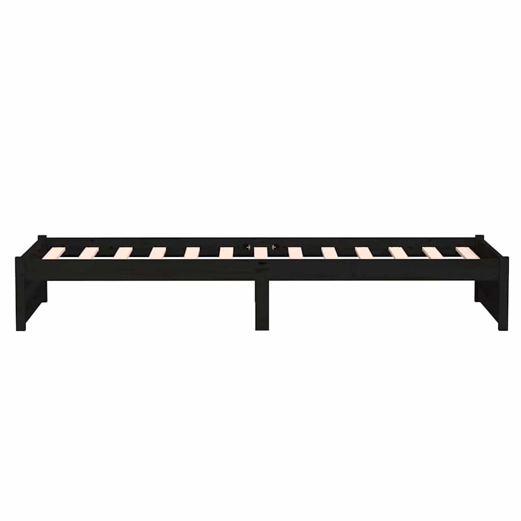 vidaXL Bed Frame without Mattress Black Solid Wood 75x190 cm 6