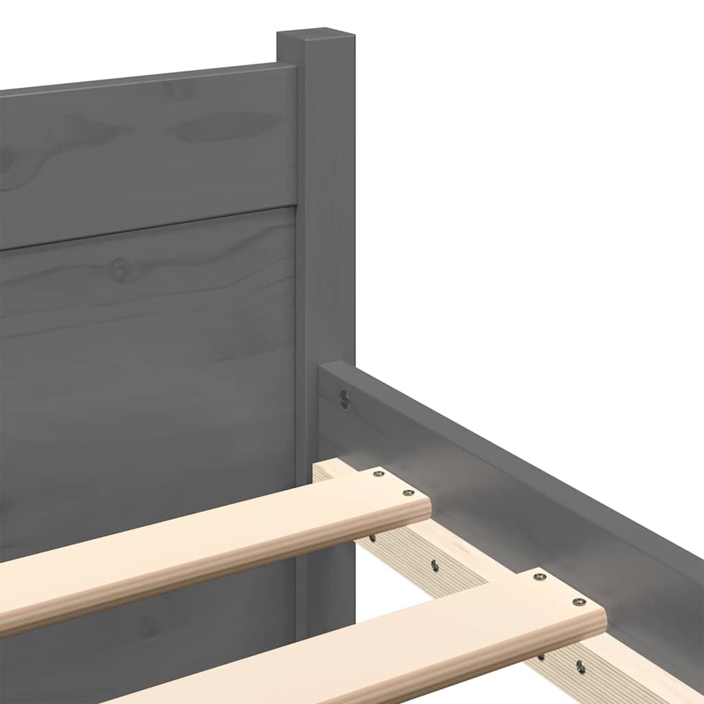 vidaXL Bed Frame without Mattress Grey Solid Wood 75x190 cm Small Single 6