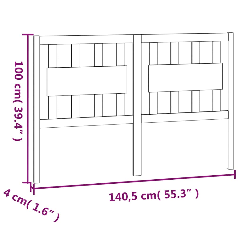 vidaXL Bed Headboard White 140.5x4x100 cm Solid Wood Pine 6