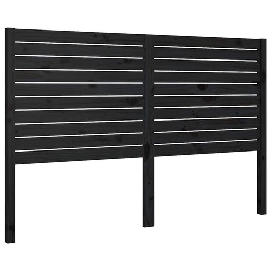Bed Headboard Black Solid Pine Wood