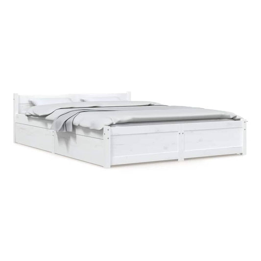Bed Frame without Mattress with Drawers Length 200 cm White 140 cm