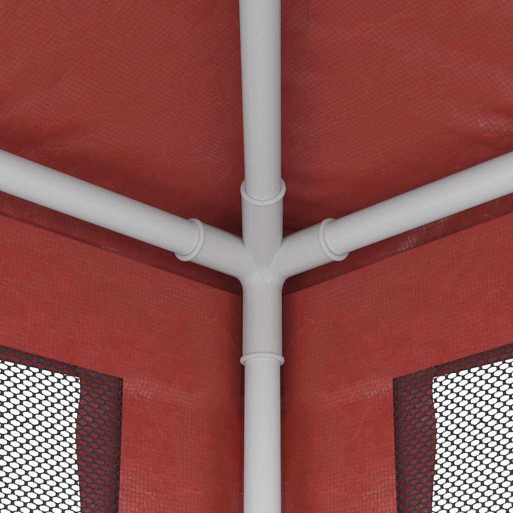 vidaXL Party Tent with 4 Mesh Sidewalls Red 2x2 m HDPE 6